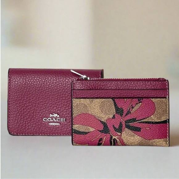 NWT Coach Card Holder Mini Wallet Bow Signature Canvas - Picture 7 of 8